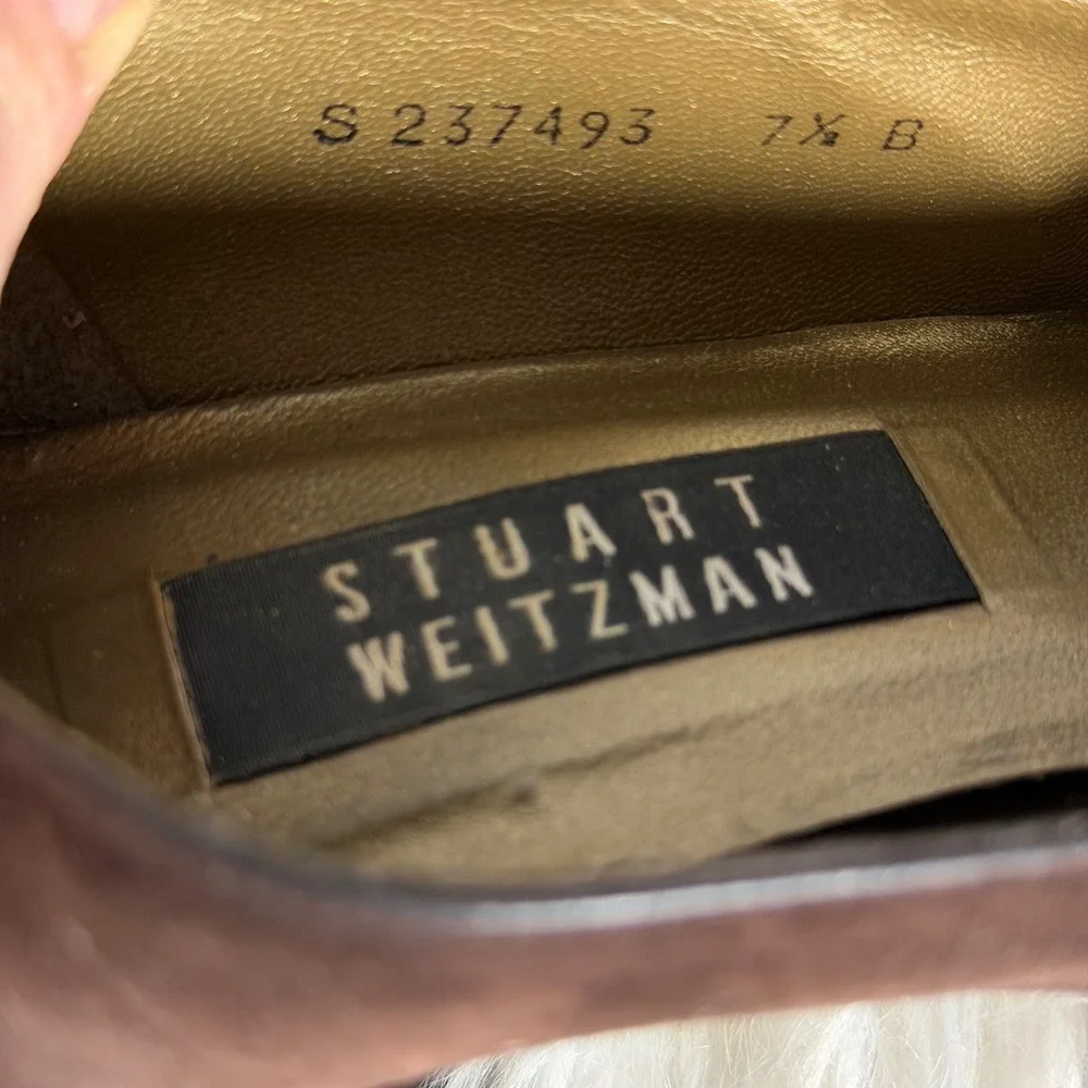 Stuart Weitzman Brown Suede Square Toe Block Heel Pumps S 237493 Size 7.5 B